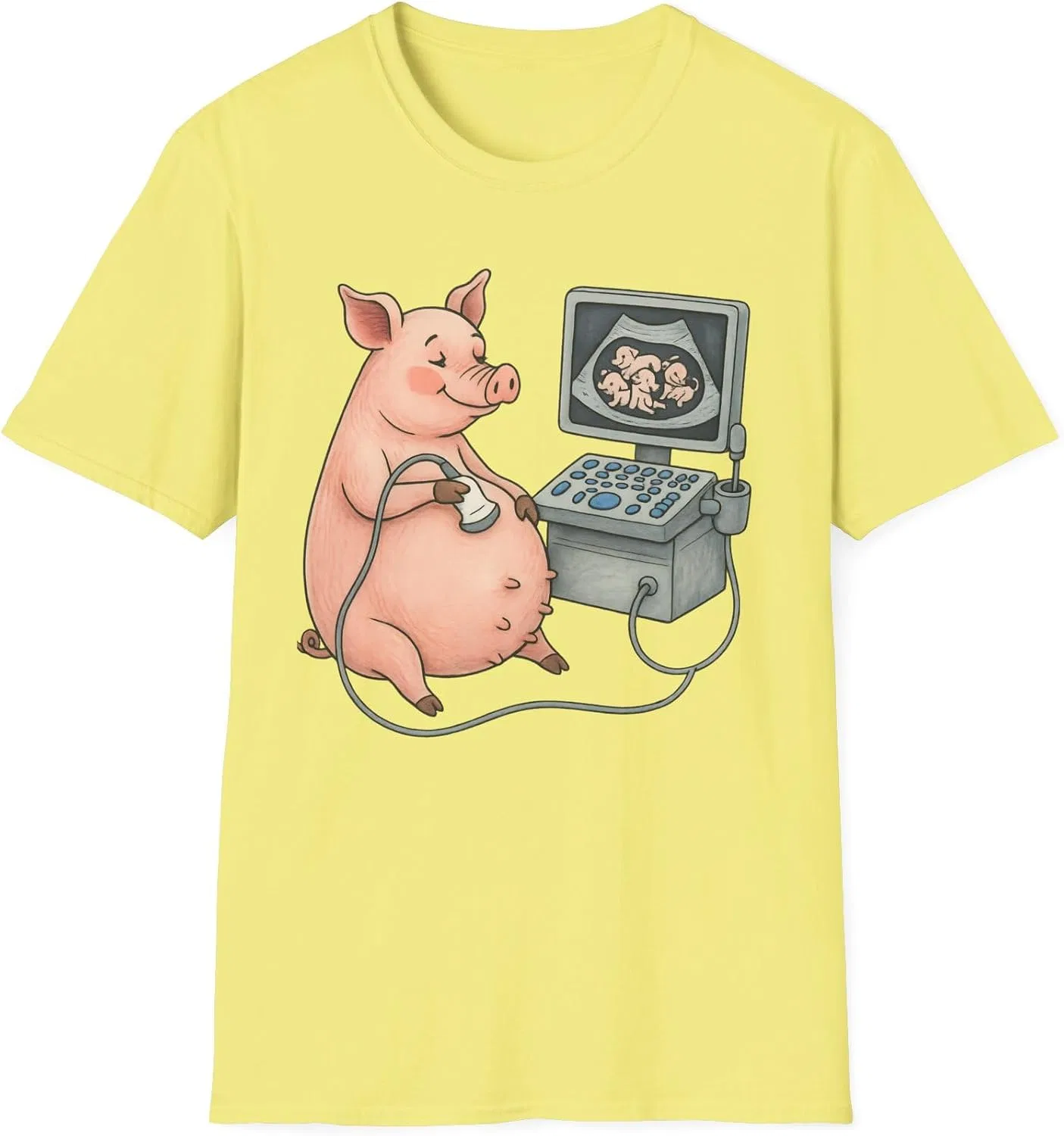 Женская футболка с принтом Pregnant Pig Ultrasound Shirt, Cornsilk