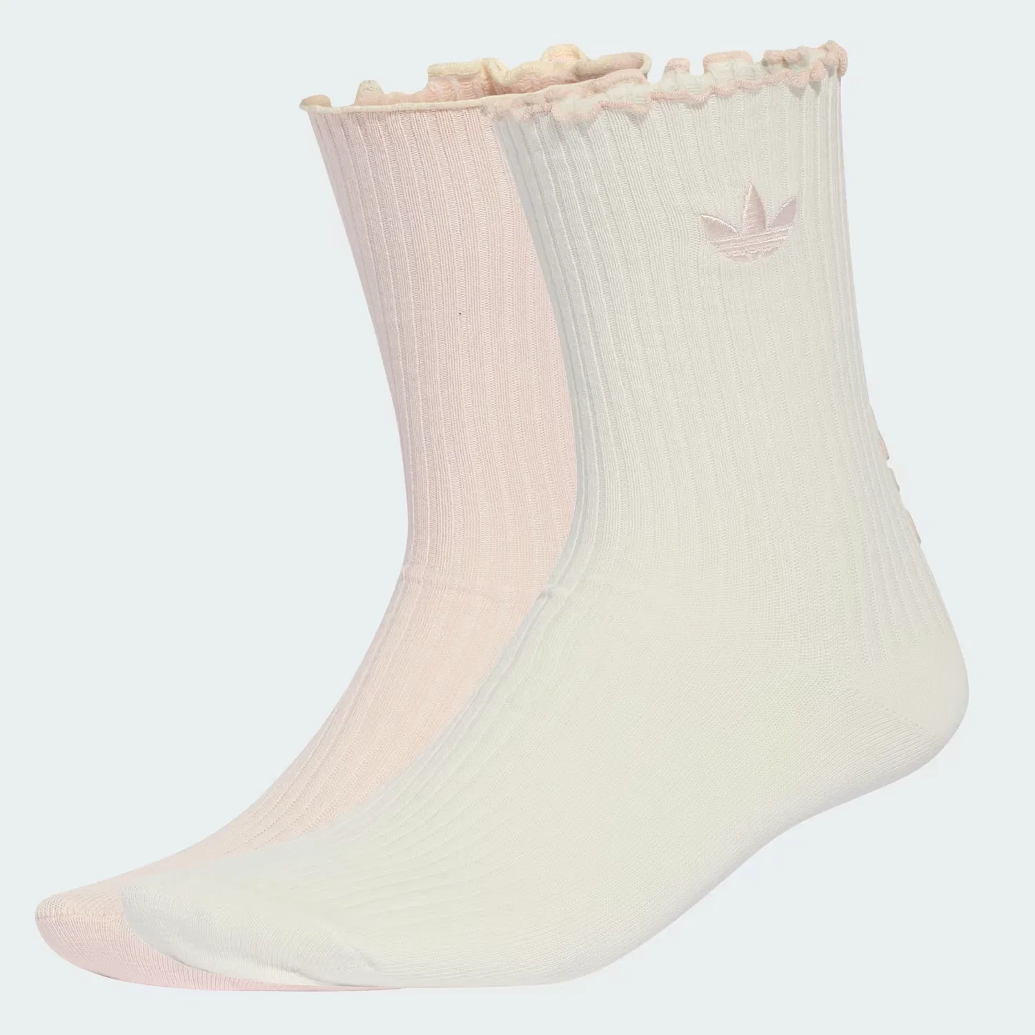 Носки с двойной оборкой 2 пары Ruffle Crew Adidas Originals, молочно-белый/wonder quartz