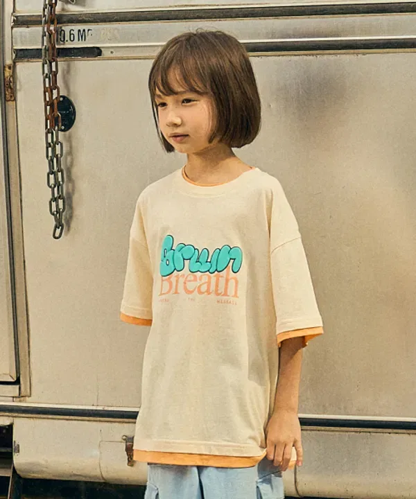 Футболка с коротким рукавом layered tee Brownbreath Kids, кремовый