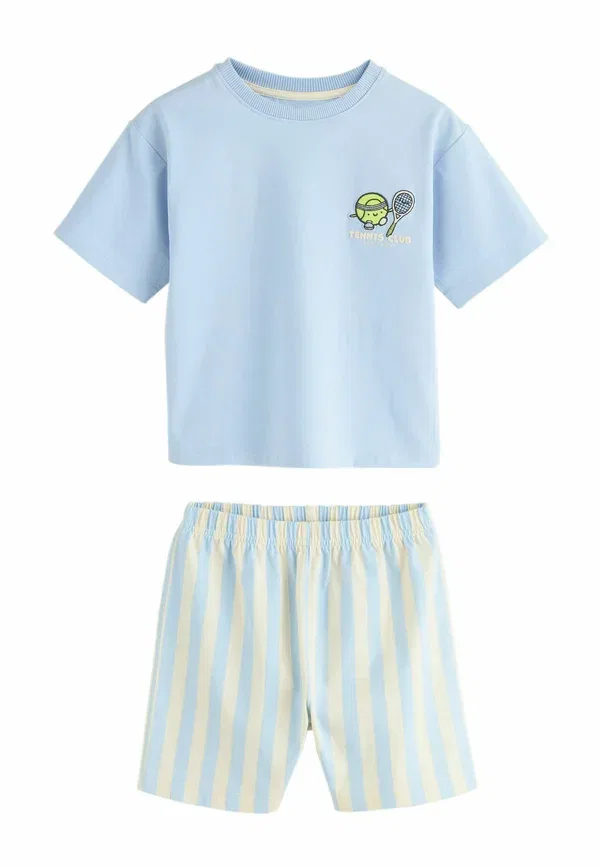 Комплект пижам из 3 штук с коротким рукавом Regular fit Next Green Grey Tennis Club, синий/зеленый/серый — фото 2