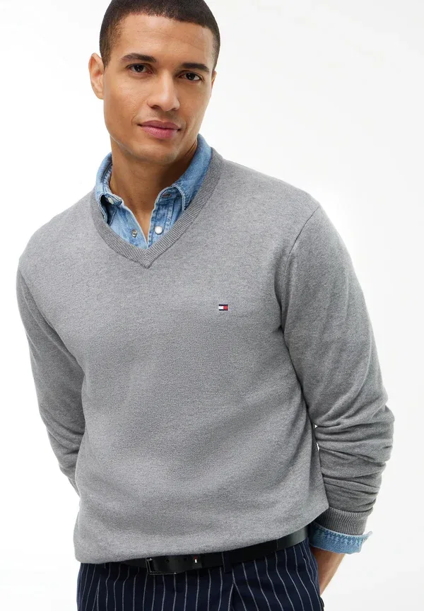 Джемпер из хлопка Jumper Tommy Hilfiger, Medium Grey Heather, серый — фото 4