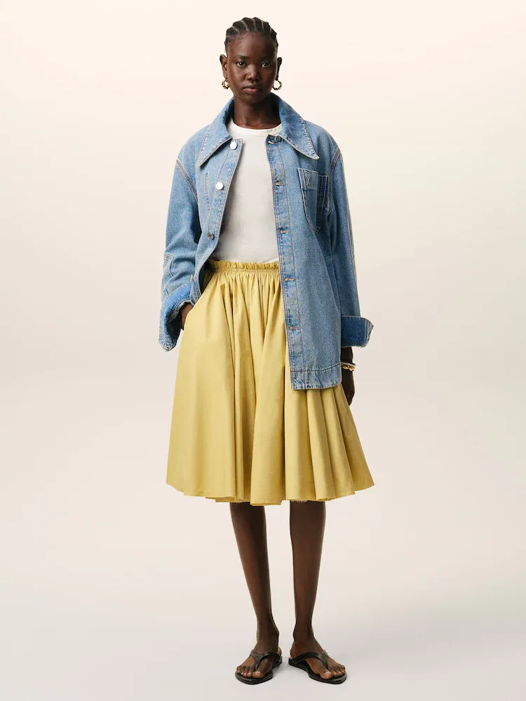 Джинсовая рубашка оверсайз с тиснением Ami De Coeur Worker Overshirt, Bleu Used AMI PARIS