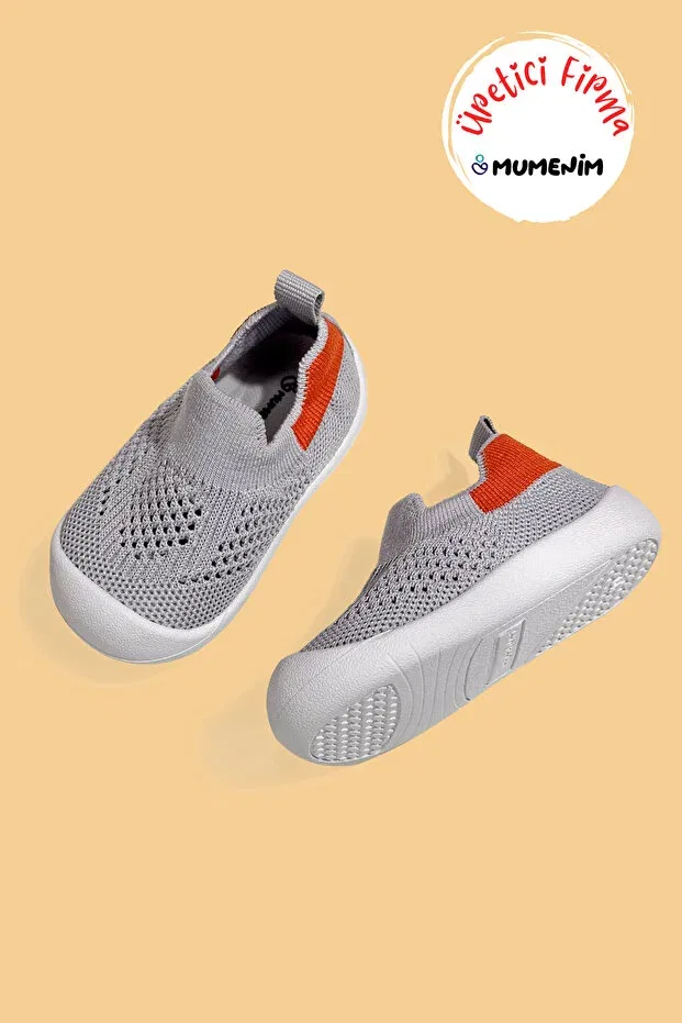 Детские спортивные туфли гибкие босиком Mumenim, Gray Orange