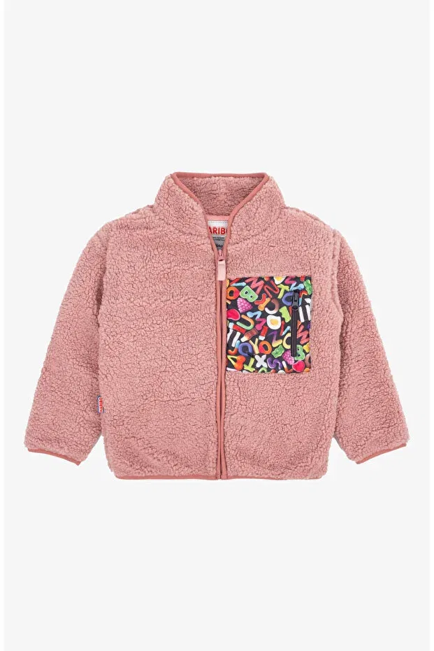 Детское пальто для девочек плюшевое Colorful Applique Plush Coat Haribo, Pink — фото 2