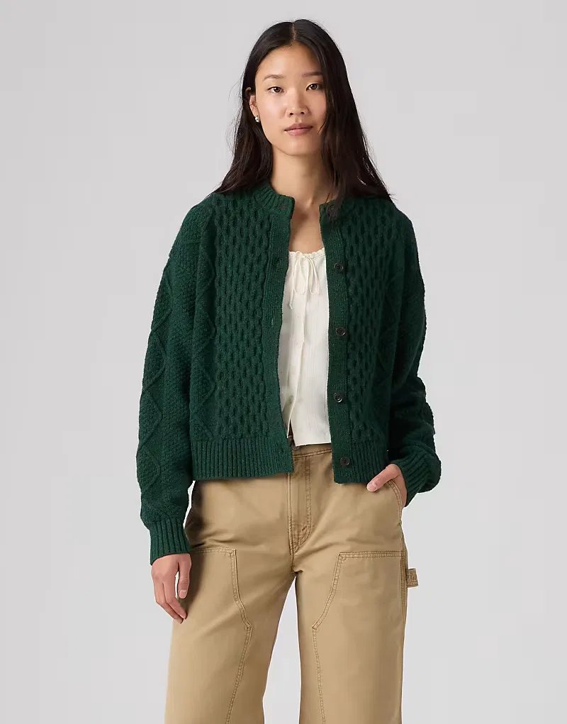 Кардиган Levi's Charlotte с круглым вырезом, зеленый