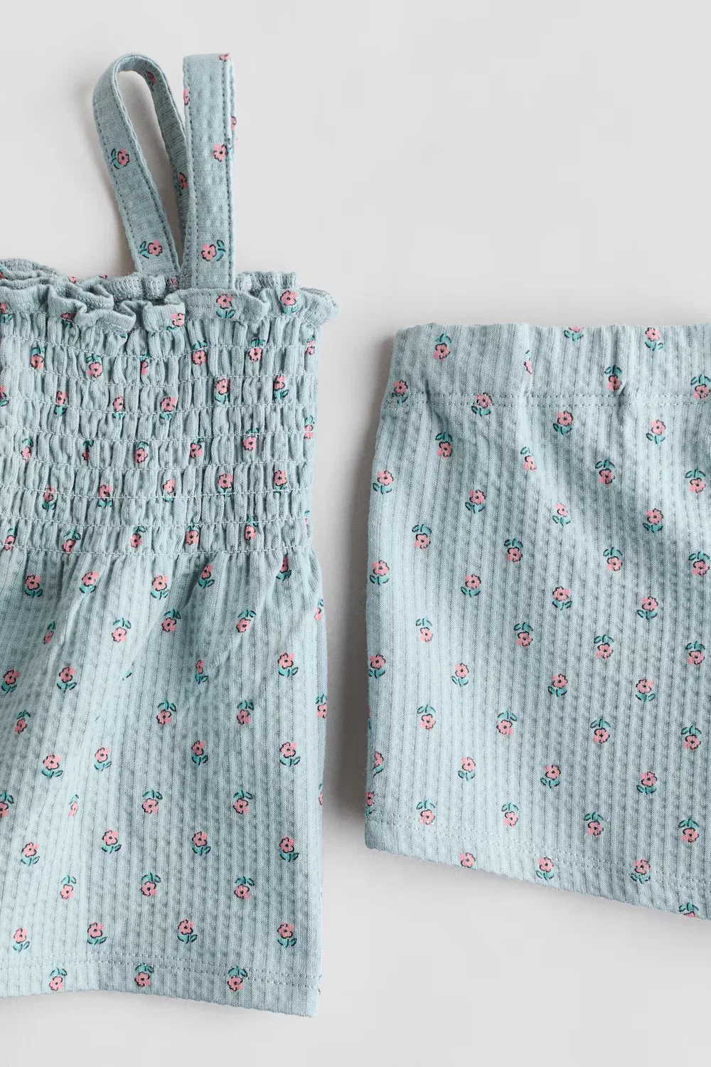 Комплект из 2 предметов с принтом и вафельной текстурой H&M, Hellblau/Geblümt — фото 3