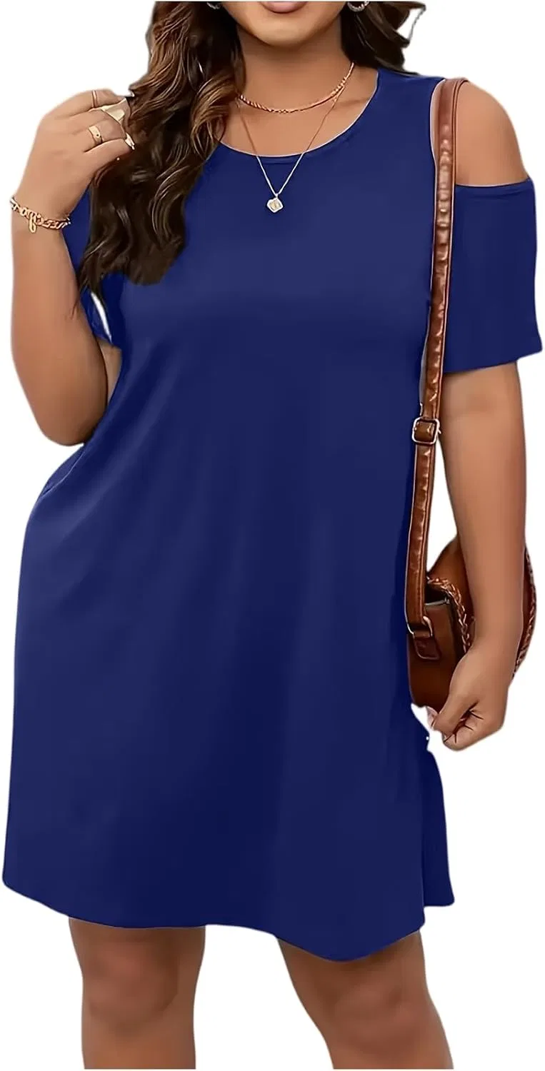 Женское летнее платье с открытыми плечами, Royal Blue — фото 2