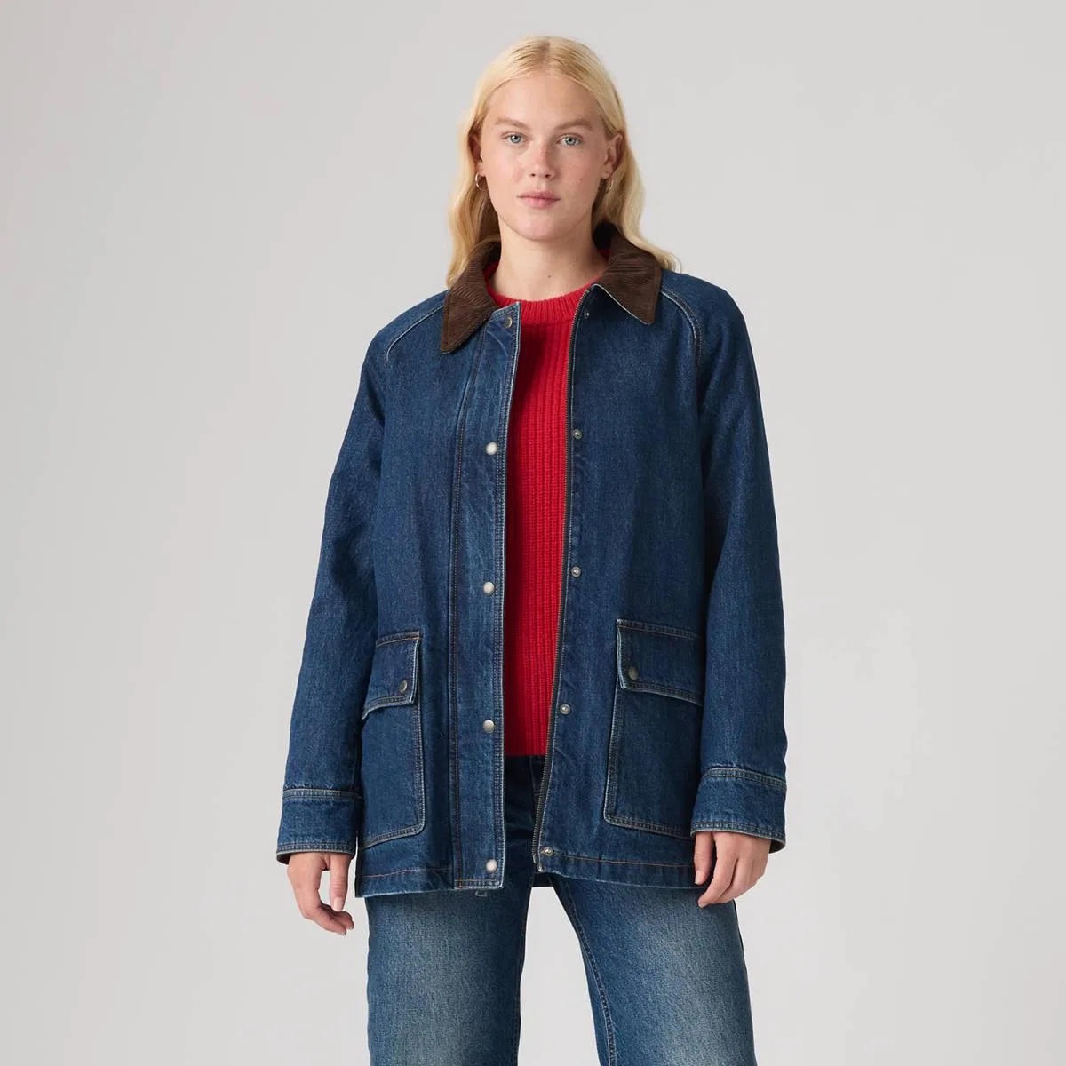 Куртка средней плотности для работы в сарае, застежка на кнопках Levi's, Blue - Blue — фото 3