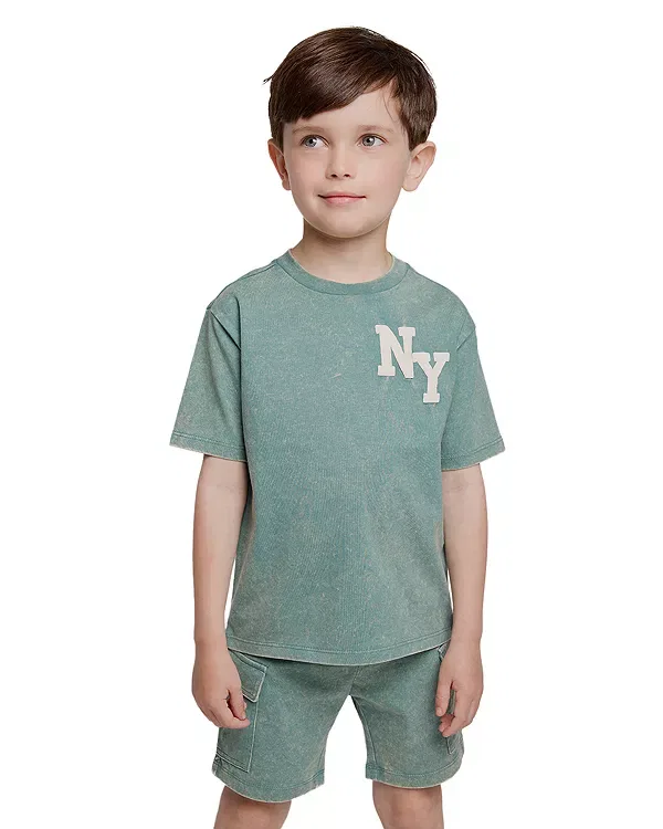 Детская футболка с принтом NY Puff Print Tee Miles The Label, Teal — фото 2