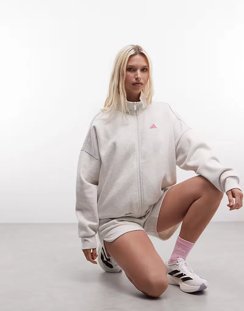 Спортивная куртка Adidas Sportswear Three Stripes Studios, белая и, розовый — фото 2