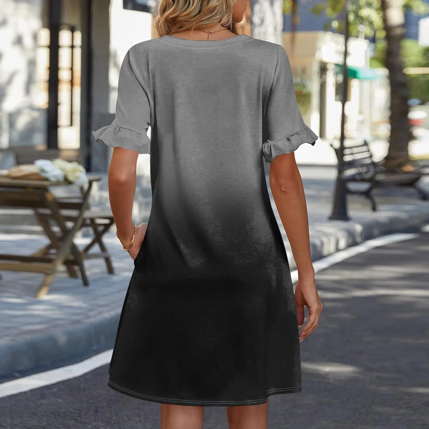 Женское летнее платье А-силуэта с рюшами, 2-dark Gray — фото 2