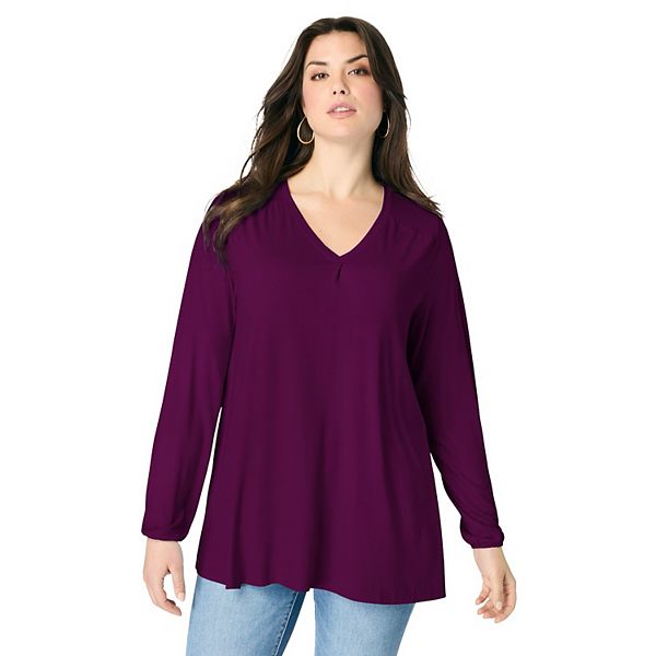 

Женская туника с V-образным вырезом plus size Roaman'S, Dark Berry