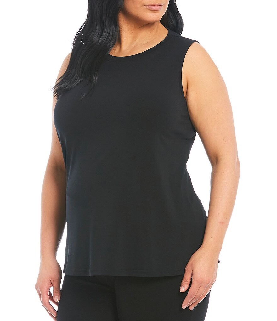 

Майка без рукавов Ali Miles Plus Size из креп-люкса с круглым вырезом, черный