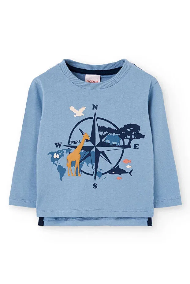 Детская футболка с принтом Compass Printed Boboli, Gray — фото 2