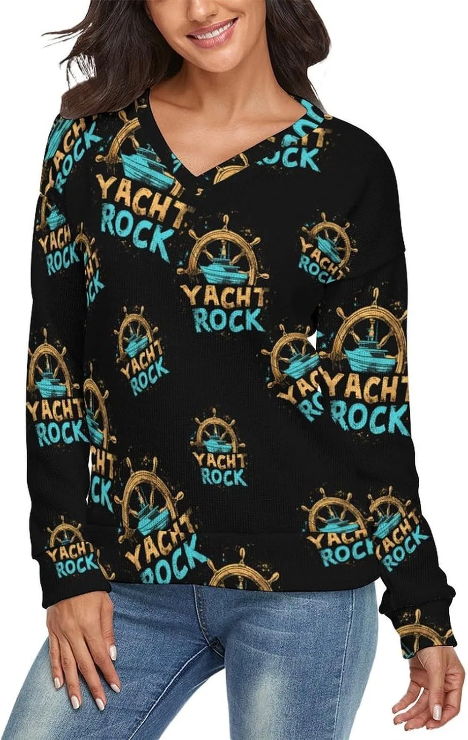 Женский свитер с V-образным вырезом Yacht Rock Pullover — фото 3