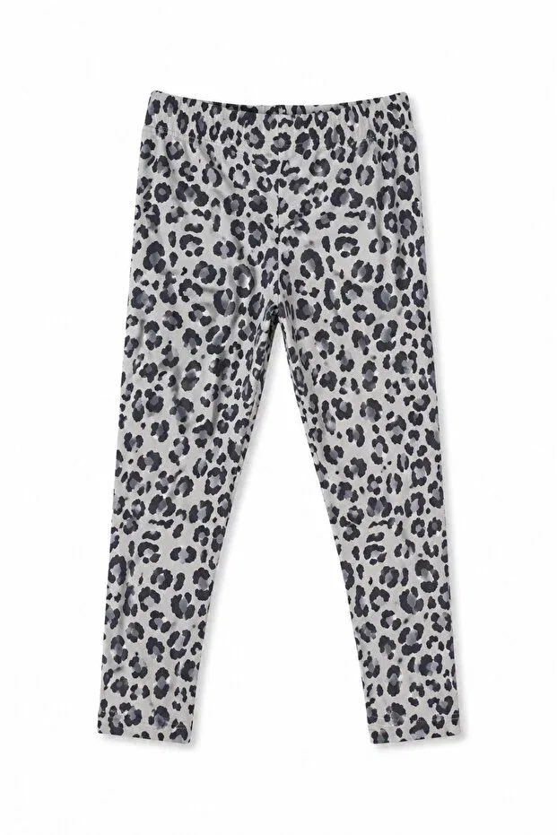 Детские леггинсы для девочек с принтом Dolce Destino, Silvery Leopard — фото 2