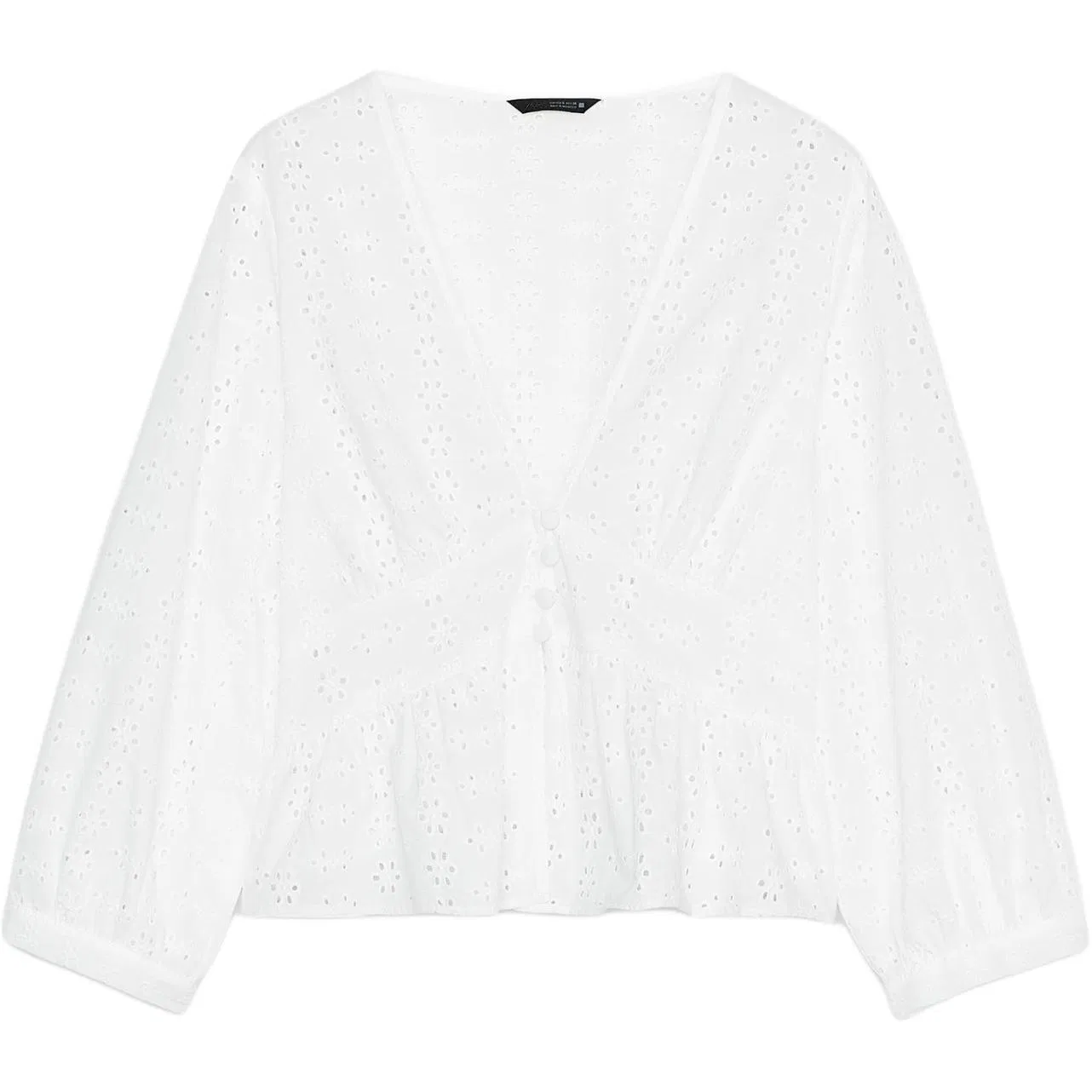 Женская рубашка с V-образным вырезом White ZARA, Белый