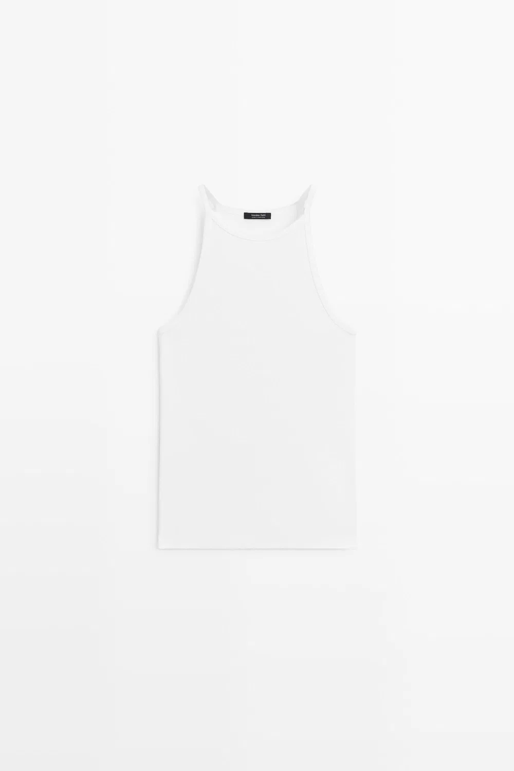 Топ Massimo Dutti Cotton Blend Halter, белый — фото 2