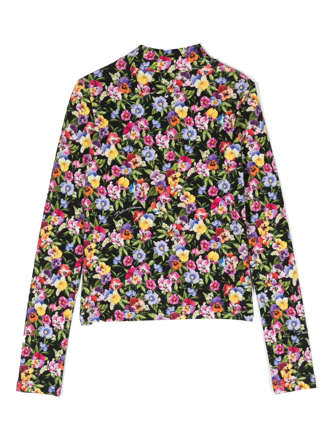 Топ с цветочным принтом из хлопкового микса Dolce & Gabbana, черный — фото 3