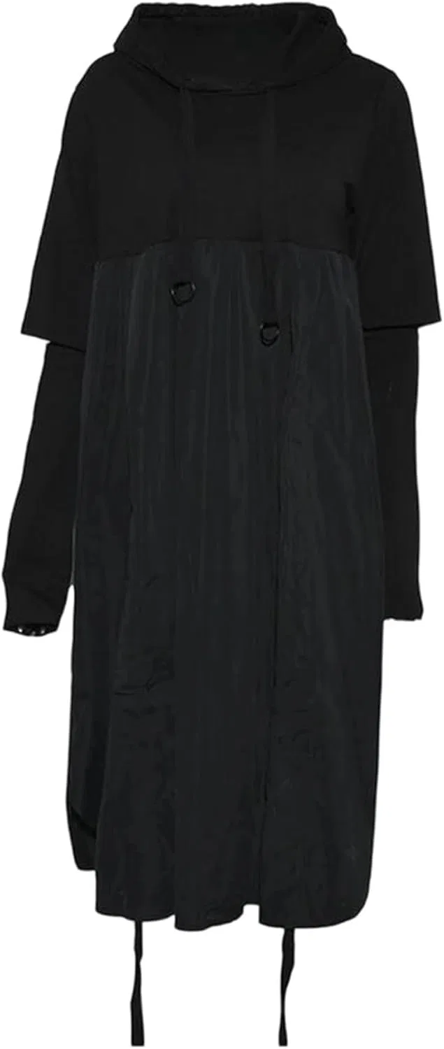 Женское платье свободного кроя с капюшоном Casual, Black