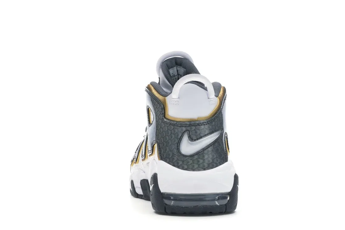 Детские кроссовки Lifestyle с принтом Nike Air More Uptempo Nike, White/Anthracite-Metallic Gold — фото 4