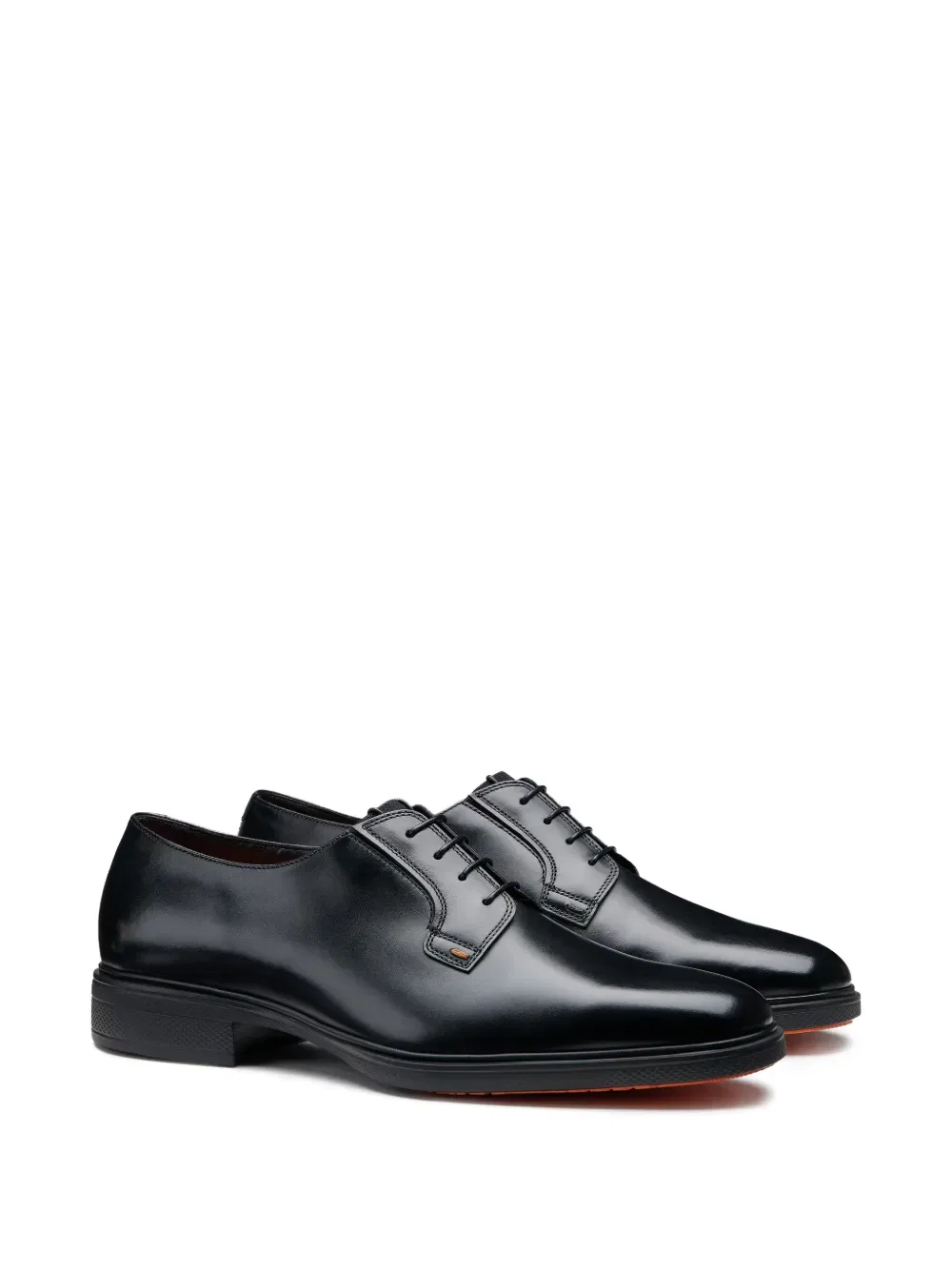 Удобные кожаные туфли-дерби на шнуровке Santoni, черный — фото 2
