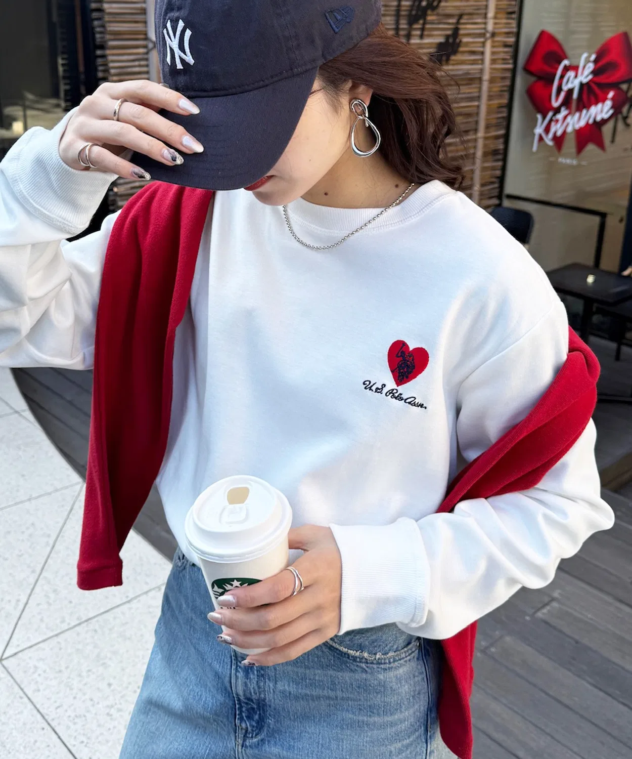 Мужское/Женское свитшот с длинным рукавомс принтом U.S. POLO ASSN., White