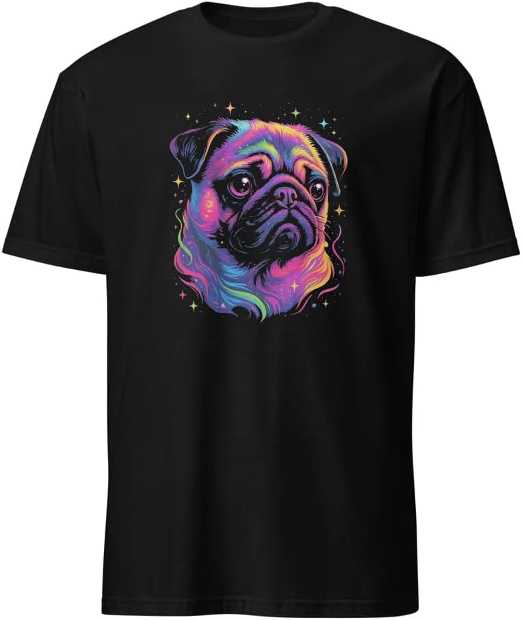 Мужская футболка с дизайном Psychedelic Pug Dog Art 64000, Black