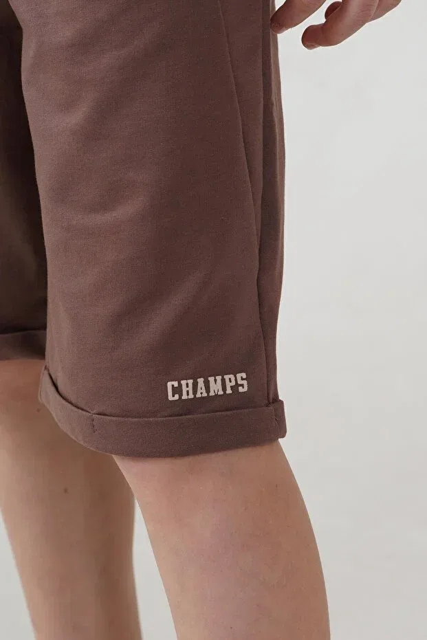 Детские шорты для мальчиков с принтом Champs printed sides 4-stripe Mışıl Kids, Brown — фото 4