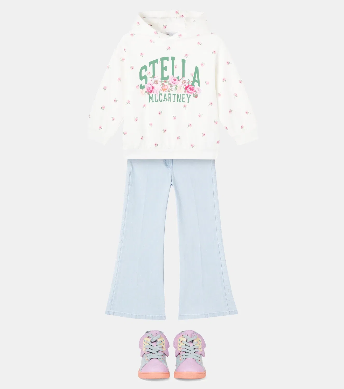 Худи из хлопкового джерси с цветочным логотипом Stella Mccartney Kids, белый — фото 2