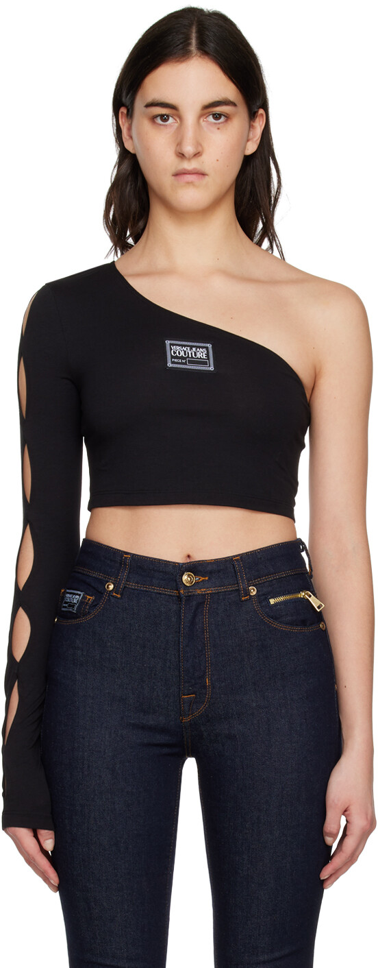 

Черная футболка с вырезом Versace Jeans Couture, Черный, Черная футболка с вырезом Versace Jeans Couture