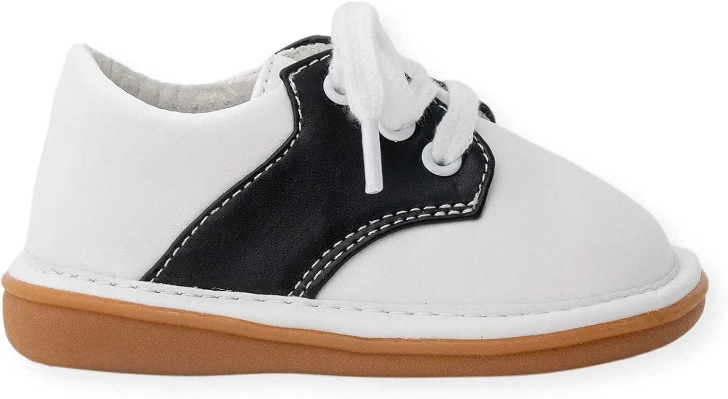 Детские туфли оксфорды со съемным пищалкой Wee Squeak, Saddle Oxford Black — фото 4