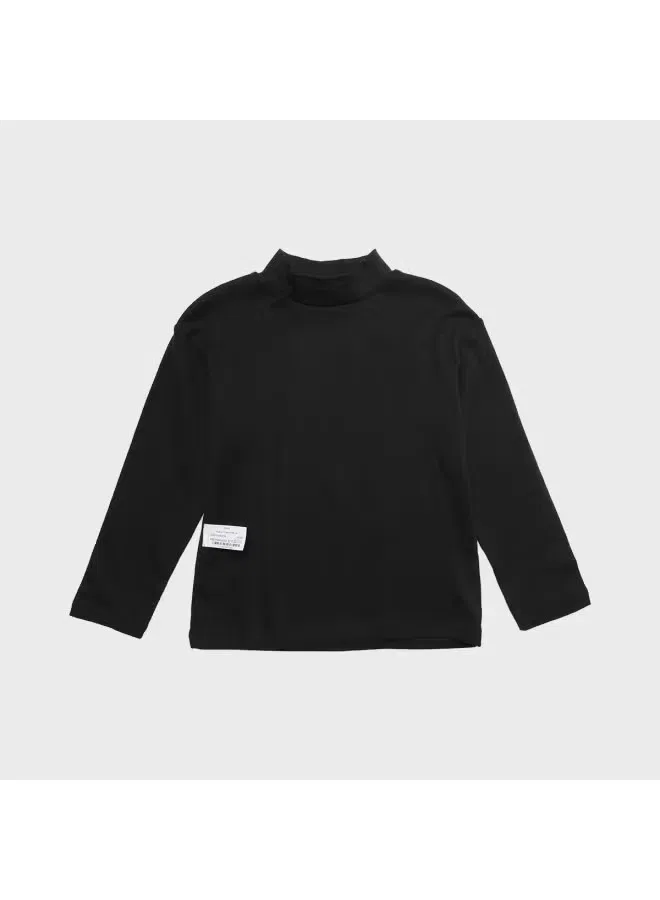 Футболка с длинным рукавом и полувысоким воротом Zara, черный — фото 2