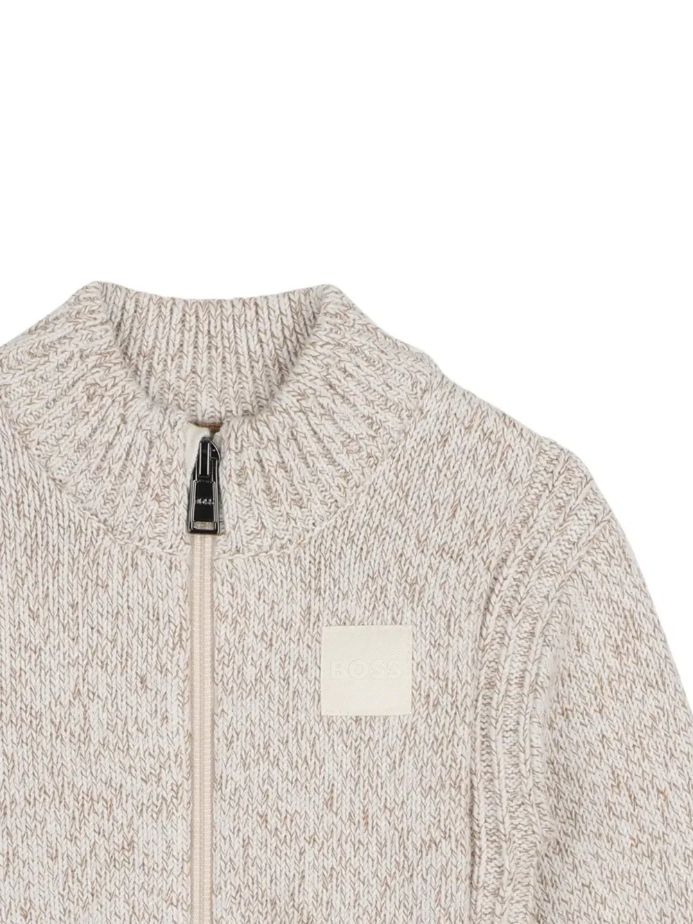 Кардиган фактурной вязки на молнии Boss Kidswear, бежевый — фото 3