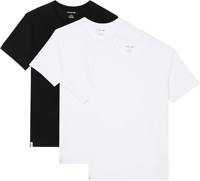 Набор футболок Lacoste Regular Fit Crew Neck, 3 предмета, белый/черный
