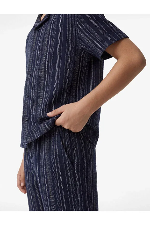Детская футболка для мальчиков с коротким рукавом Koton, Navy Blue Striped — фото 3