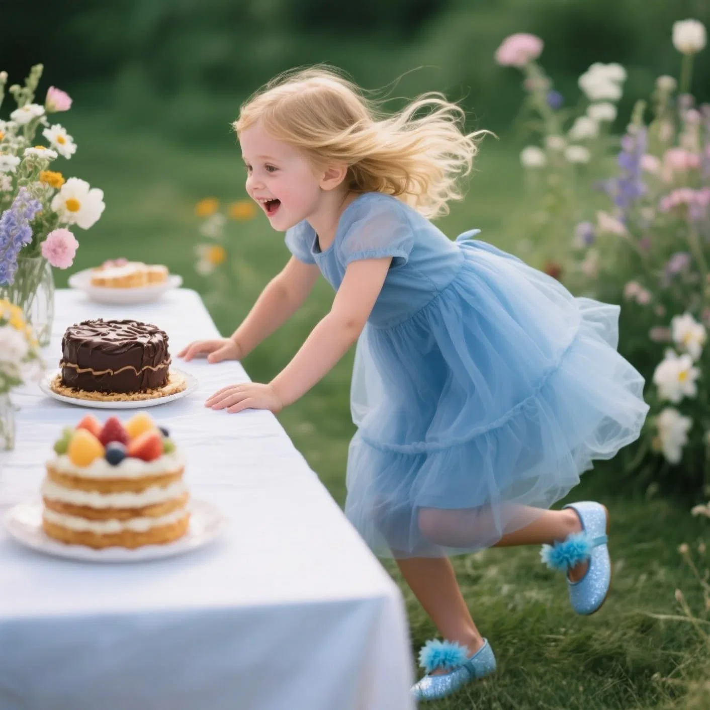 Детские туфли Мэри Джейн для девочек Little Flower Otter MOMO, Blue — фото 2