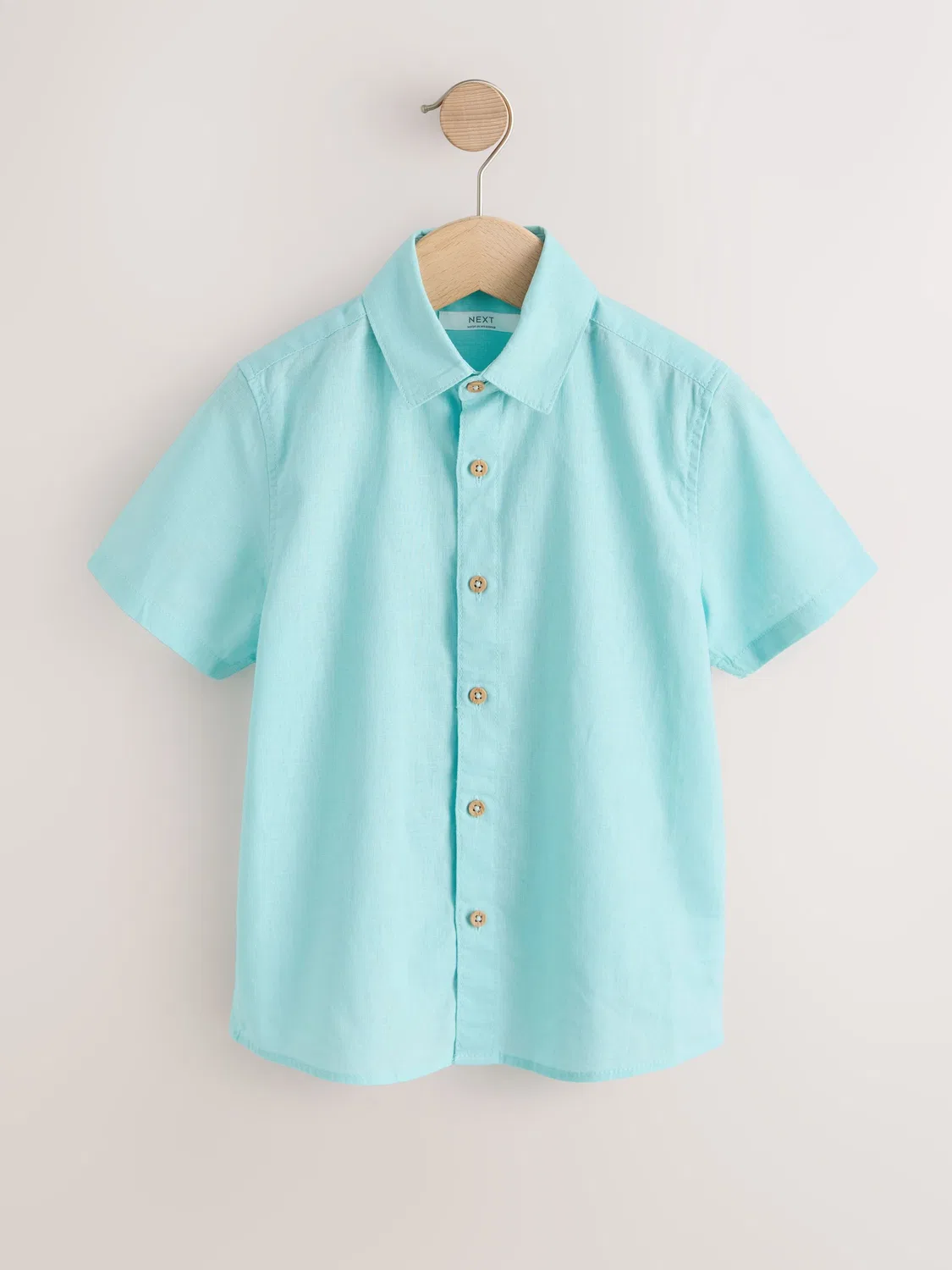 Рубашка с коротким рукавом из смесового льна, Aqua Blue Next
