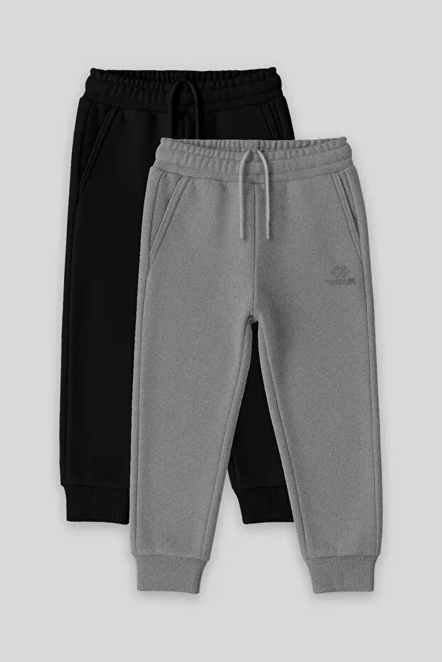 Детские спортивные штаны для мальчиков с длинным внутренним швом 2-pack Tommy Life, Black-Gb Continues