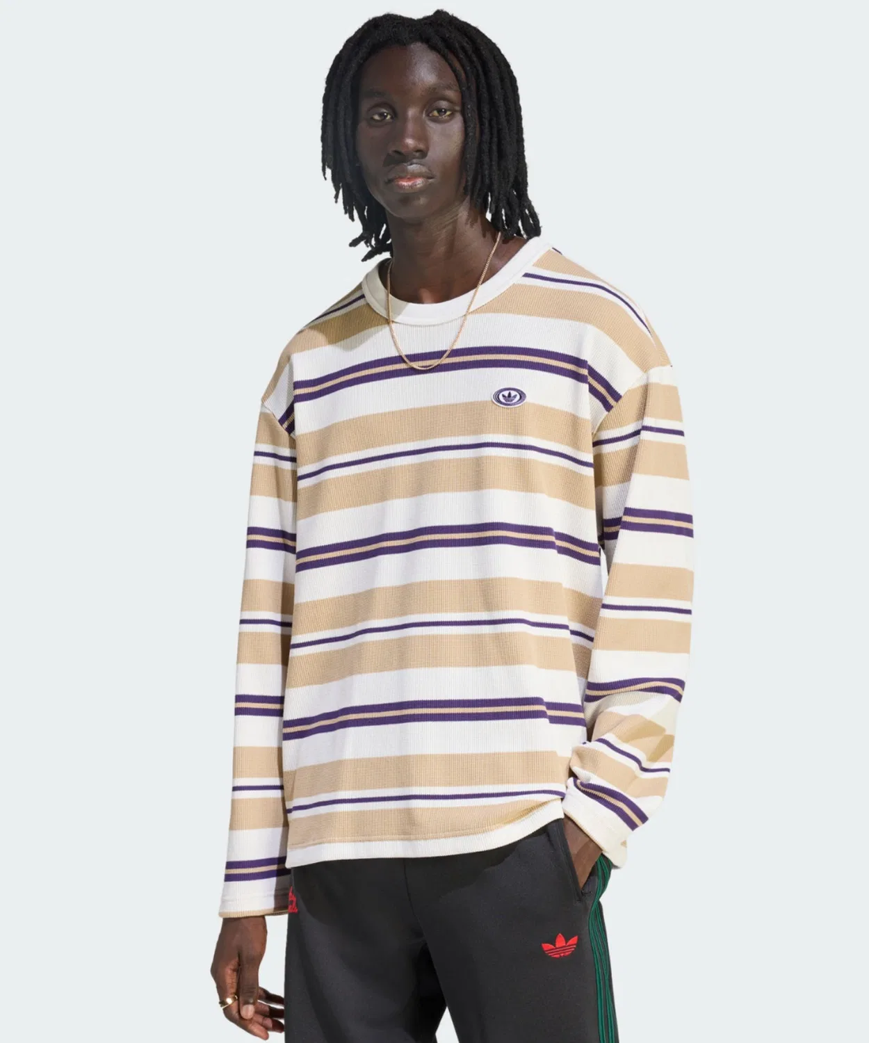 Мужская футболка с длинным рукавомиз вафли 90s Alternative Sports Stripe Waffle Tee Adidas, White