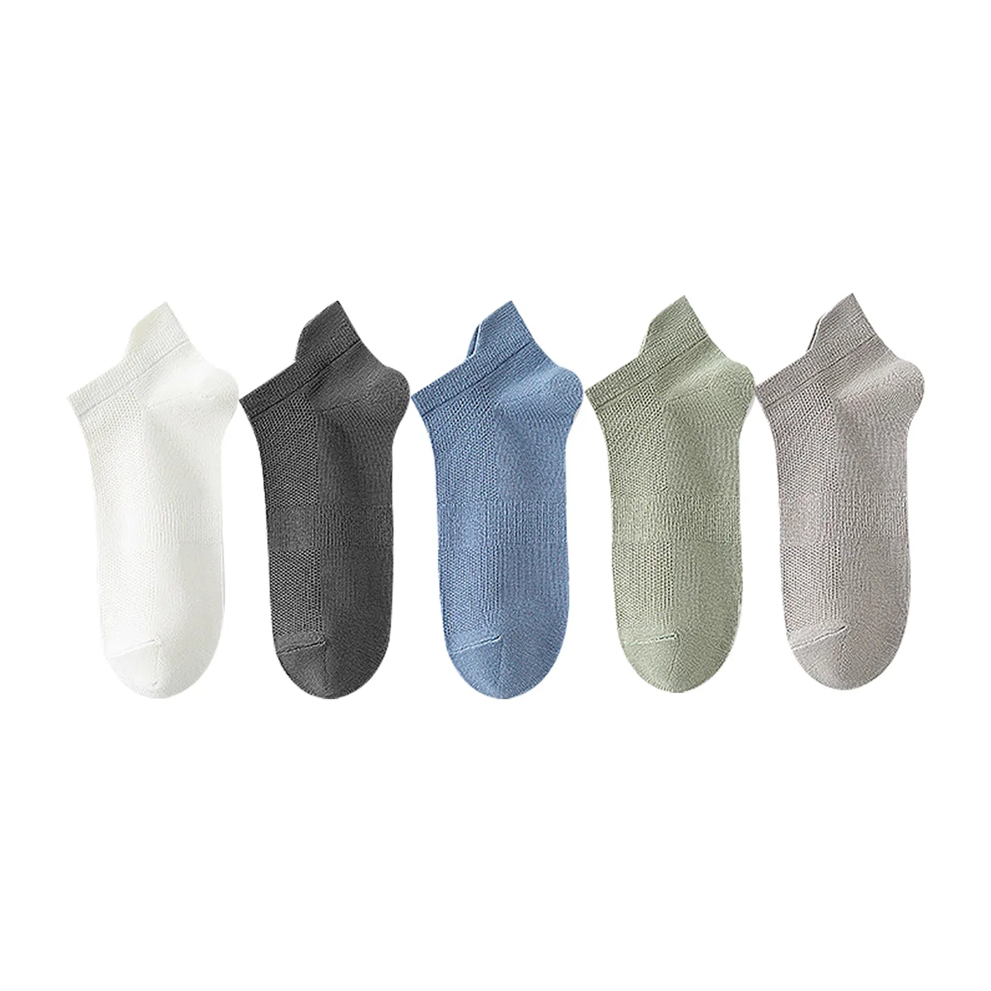 Детские носки-следки набор 5 пар MINISO, Light Green+White+Blue+Dark Gray+Dark Gray — фото 3