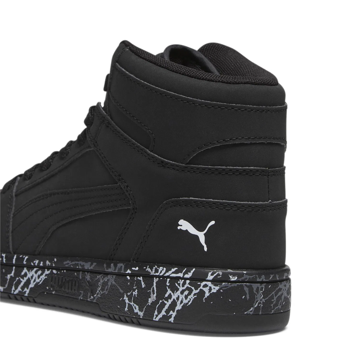 Детские кроссовки для мальчиков с высоким дизайном Rebound Layup Mid PUMA, Black — фото 4