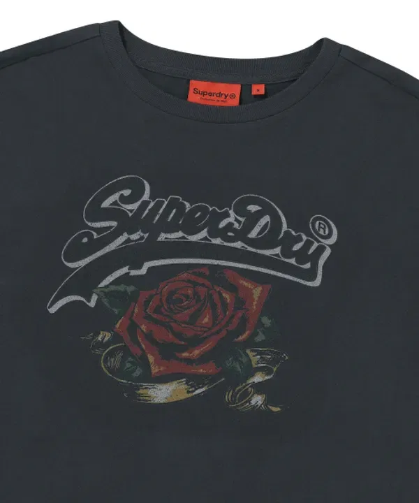 Футболка с принтом Vintage Rose, Superdry, темно-серый — фото 3