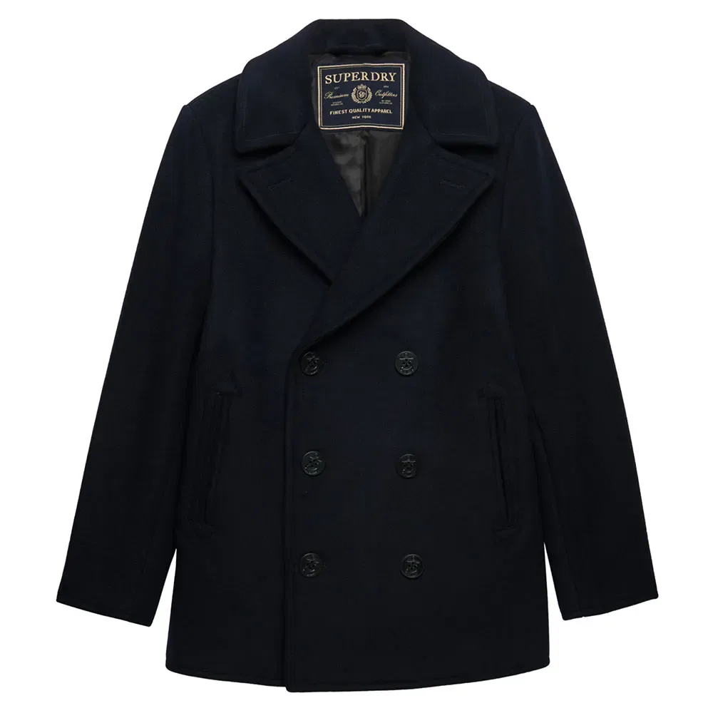 Пальто шерстяное Merchant Wool Blend Superdry, синий