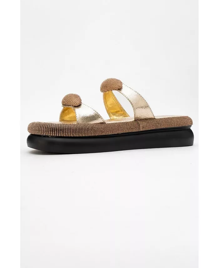 Украшенные шлепанцы на платформе (женские) Prologue Shoes, золото — фото 2