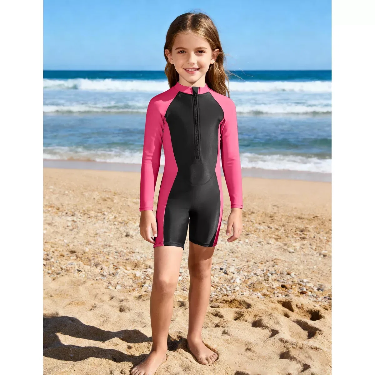Детский купальник-рашгард с длинным рукавом ONLINE UNIQUE RTW SWIM, Hot Pink — фото 4