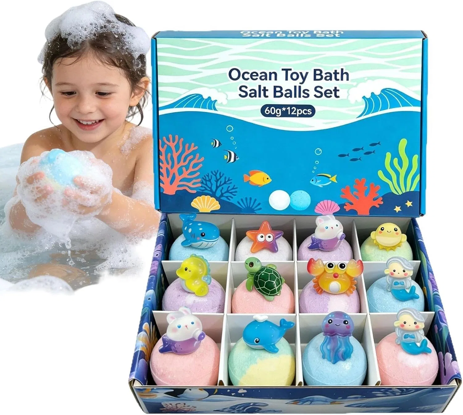 Бомбочки для ванны Rainbow 12 штук Mazozte, 60 г x 12