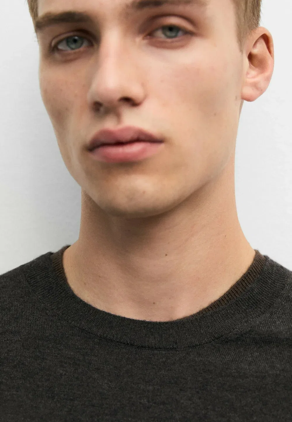 Вязаный свитер с круглым вырезом из 100% кашемира Massimo Dutti, Dark Grey — фото 4