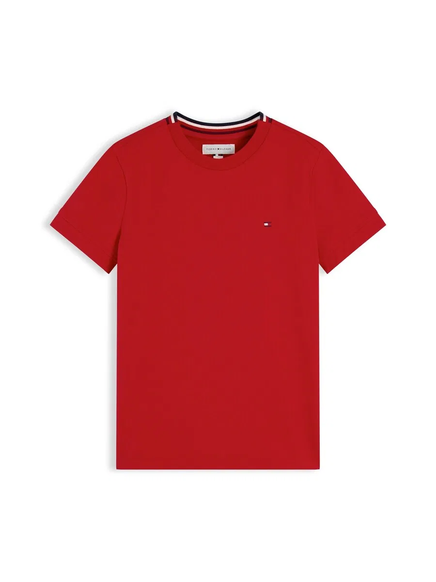 Рубашка TOMMY HILFIGER с фирменным воротником из ленты, красного цвета