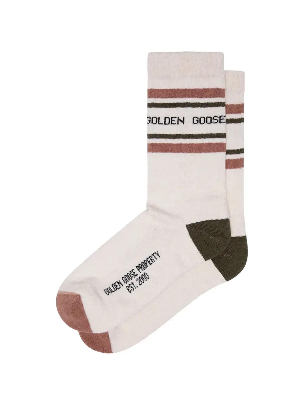 Носки в рубчик с логотипом Golden Goose, бежевый